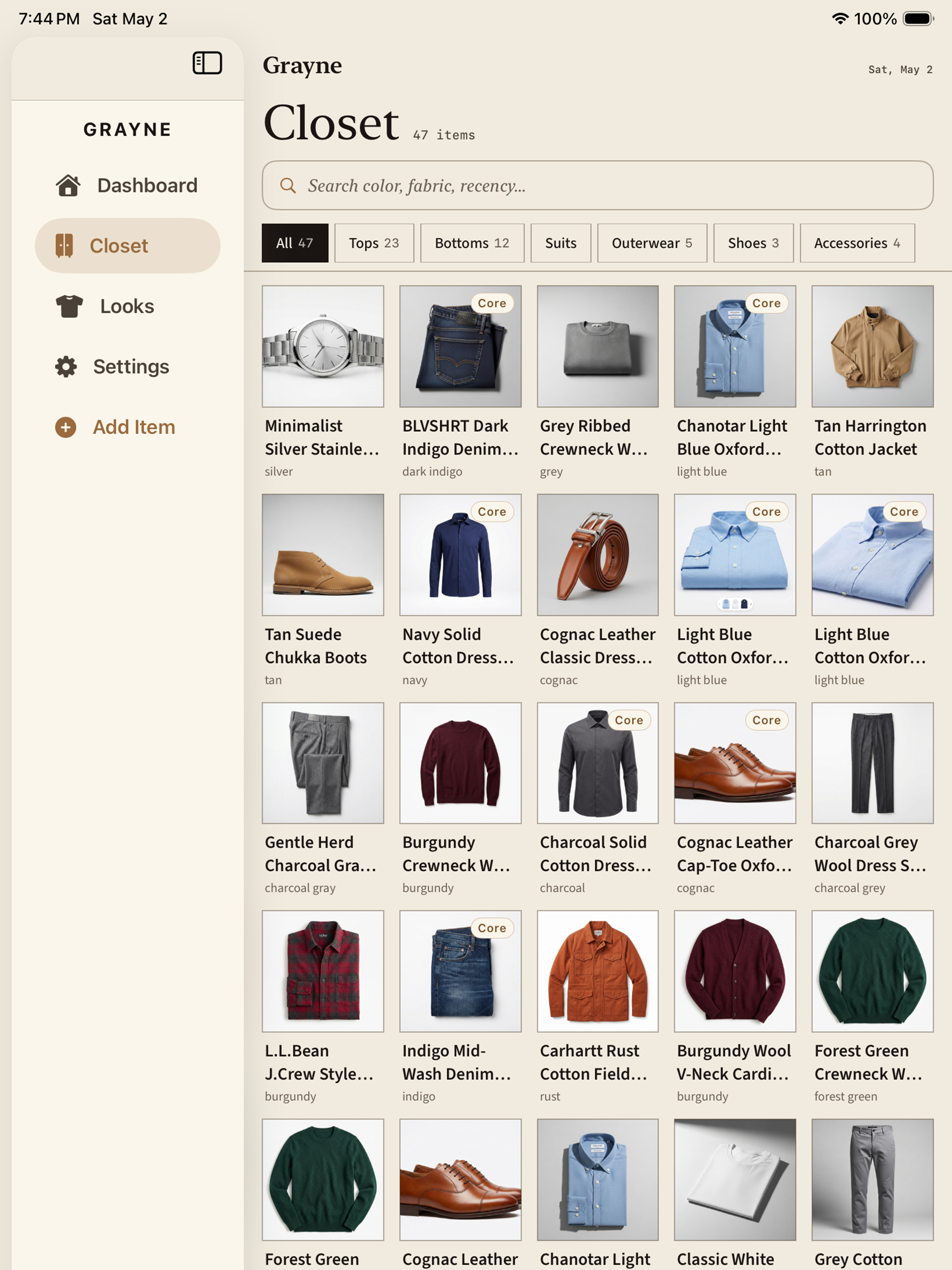 Grayne: Men's Outfit Planner screenshot 13