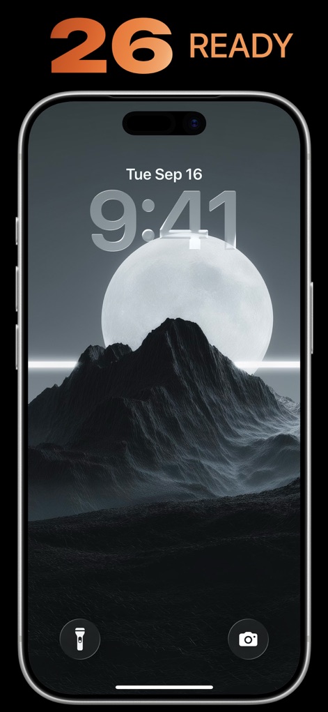 WallpX iPhone Wallpapers 17 4K - Discover how WallpX iPhone Wallpapers 17 4K is optimized for iOS 26 and presents a stunning lock screen wallpaper featuring a prominent moon over dark mountains.