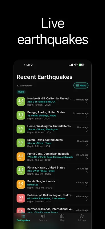 GeoShake - Earthquake Alerts screenshot 1 of 6