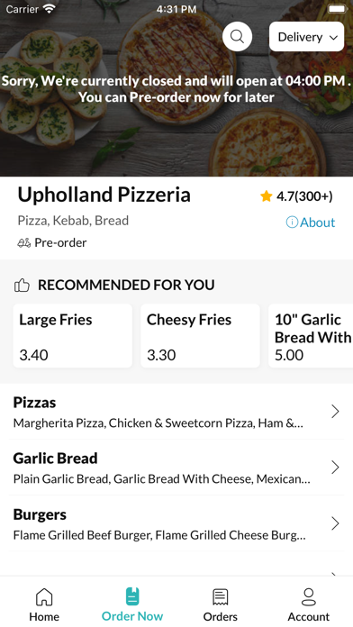 Upholland Pizzeria Screenshot