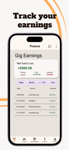Gigditty: Gig Manager iPhone screenshot