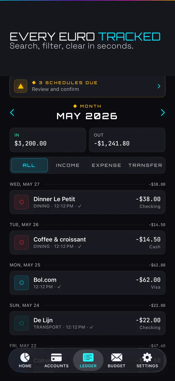 Screenshot #2 pour Franc — Private Money Tracker
