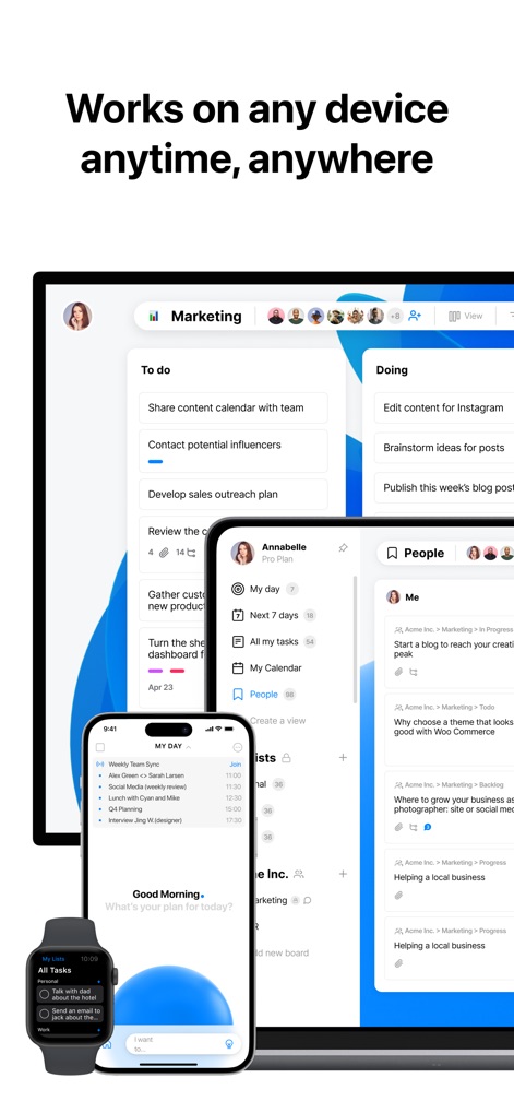 Any.do: To do list & Planner - L'app garantisce un'esperienza utente fluida e continua, estendendosi dal desktop al piccolo schermo dello smartwatch, permettendo l'accesso ovunque.