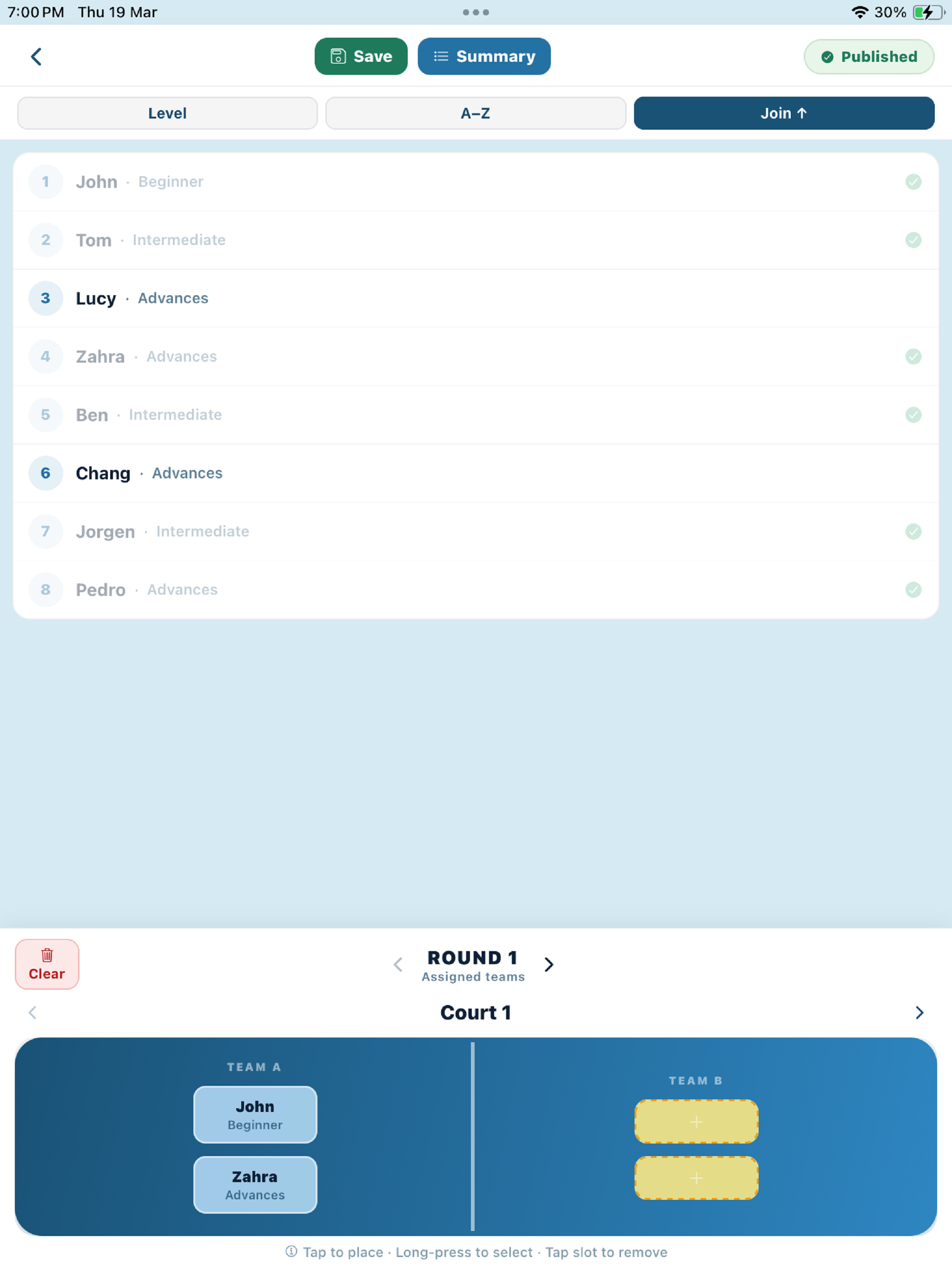 Social Tennis Manager