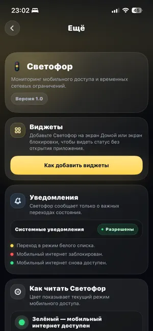 Светофор: статус сети screenshot 3