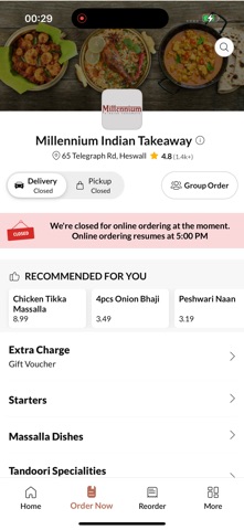 Millennium Indian Takeaway. Screenshot 2 of 4