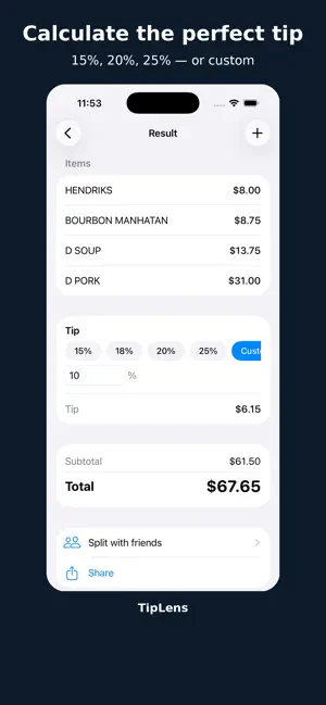 TipLens: Tip & Bill Calculator screenshot 2