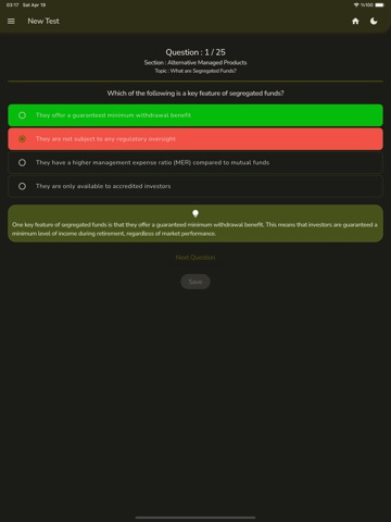 Investment Funds Exam Test iPad screenshot