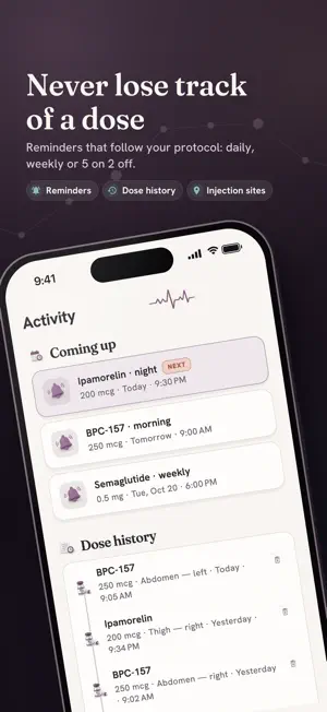 Peptra – Peptide & Dose Log screenshot 2