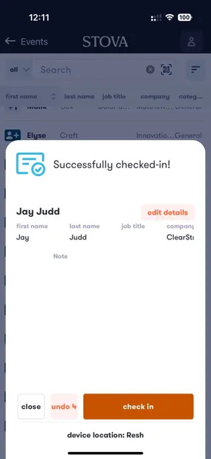 Stova Check In screenshot 4
