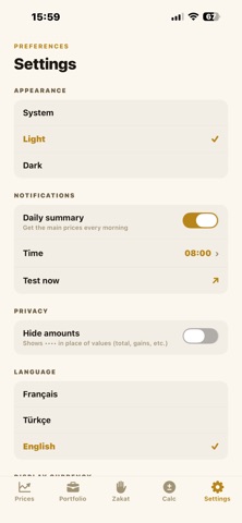 Külçe: Gold, FX, Zakat iPhone screenshot