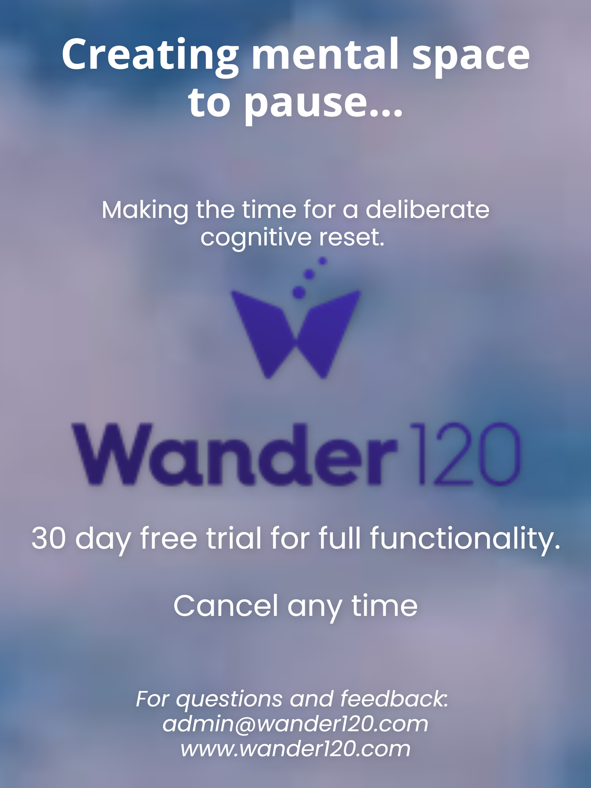 Wander120: reset your thinking