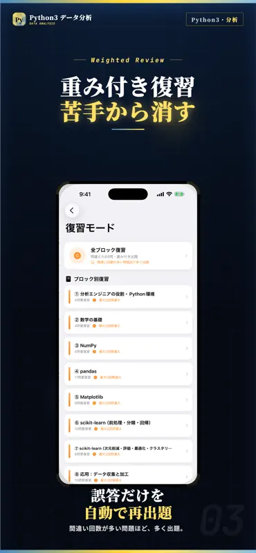 Python3データ分析試験 試験対策｜問題集 screenshot 3 of 5
