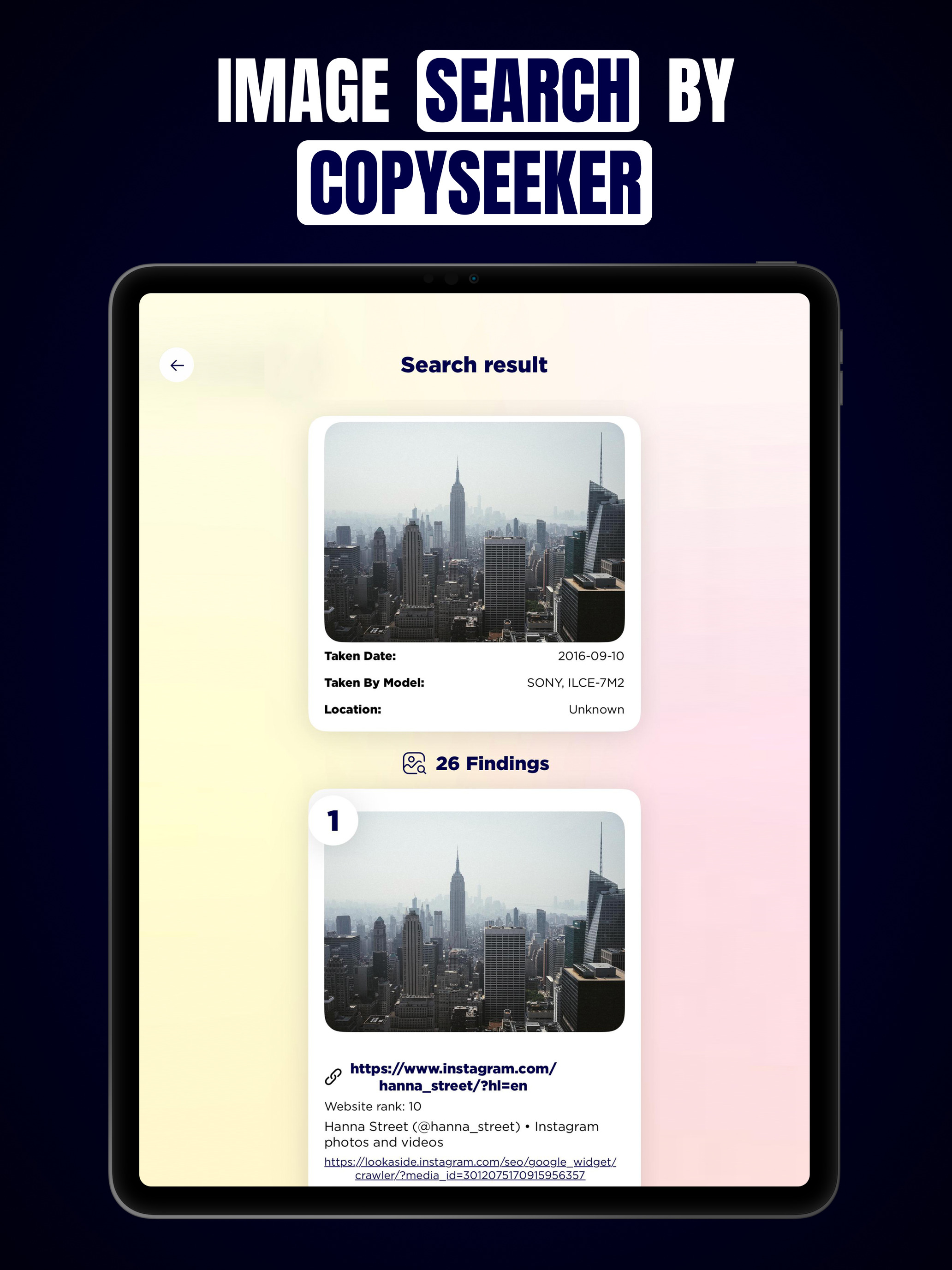 Image search by Copyseeker