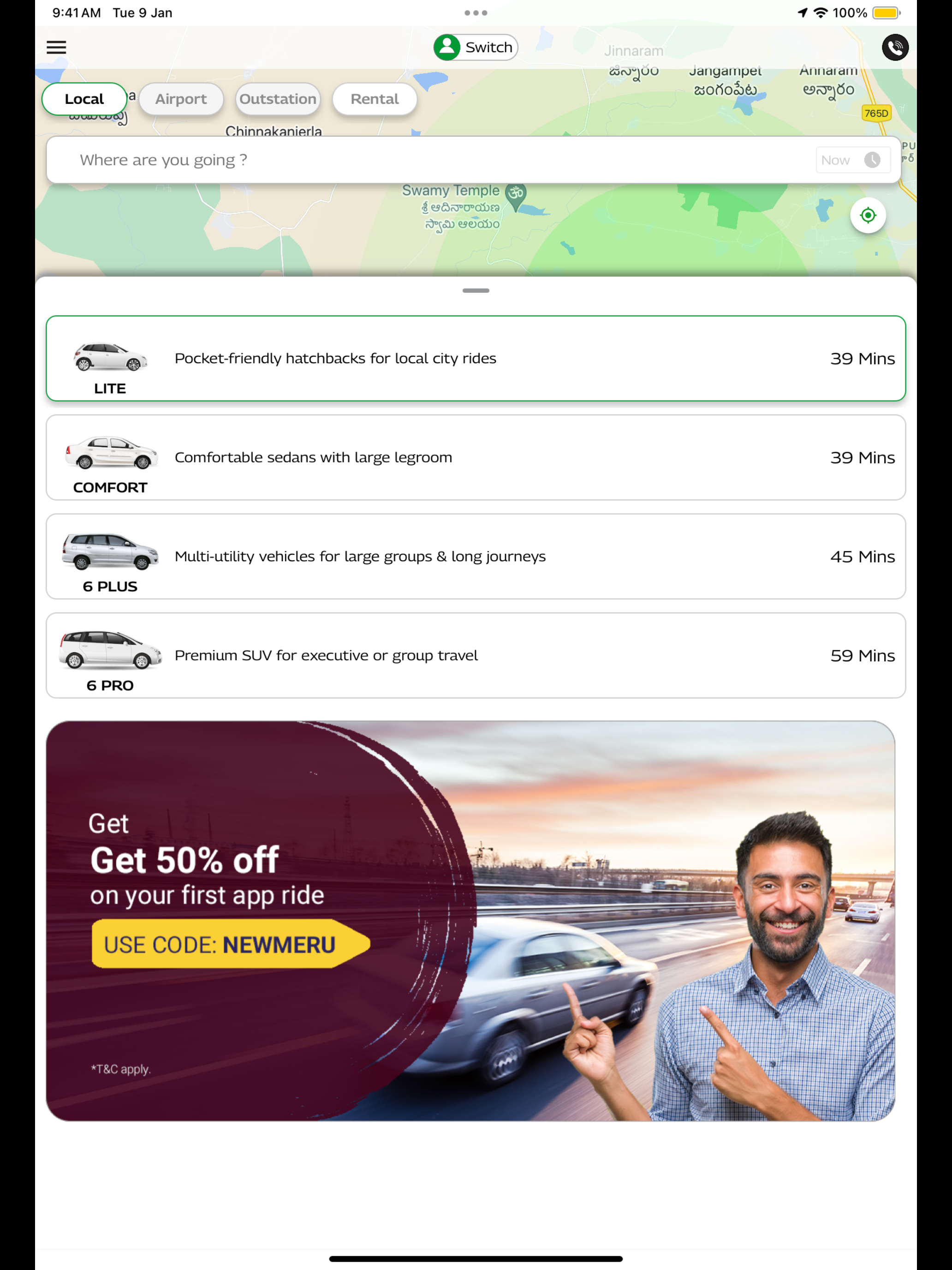 Meru Cabs-Local and Outstation