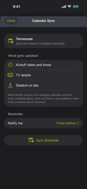 TN Football Schedules screenshot 2
