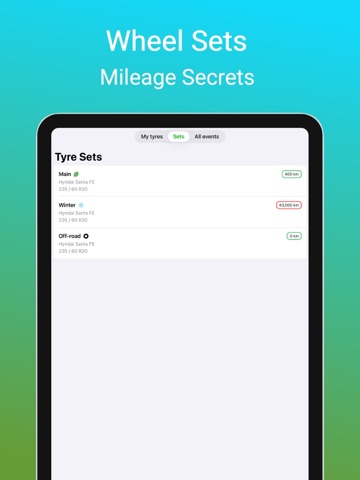 My Wheels - Car Tires Tracker iPad screenshot