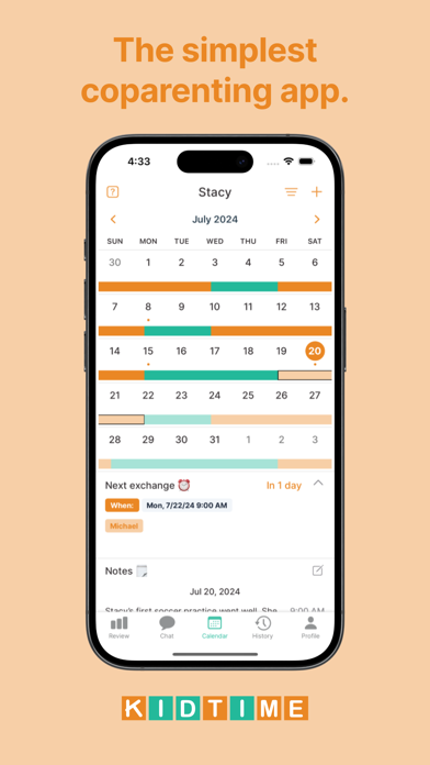 Kidtime Coparent Calendar Chat Screenshot