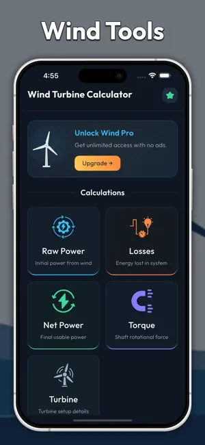 Wind Turbine Calculator. screenshot 1