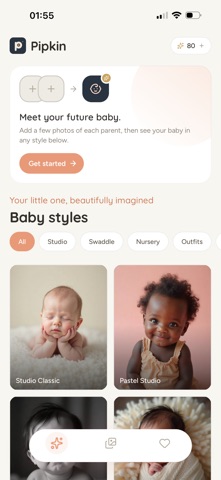 Pipkin: AI Baby Generator iPhone screenshot