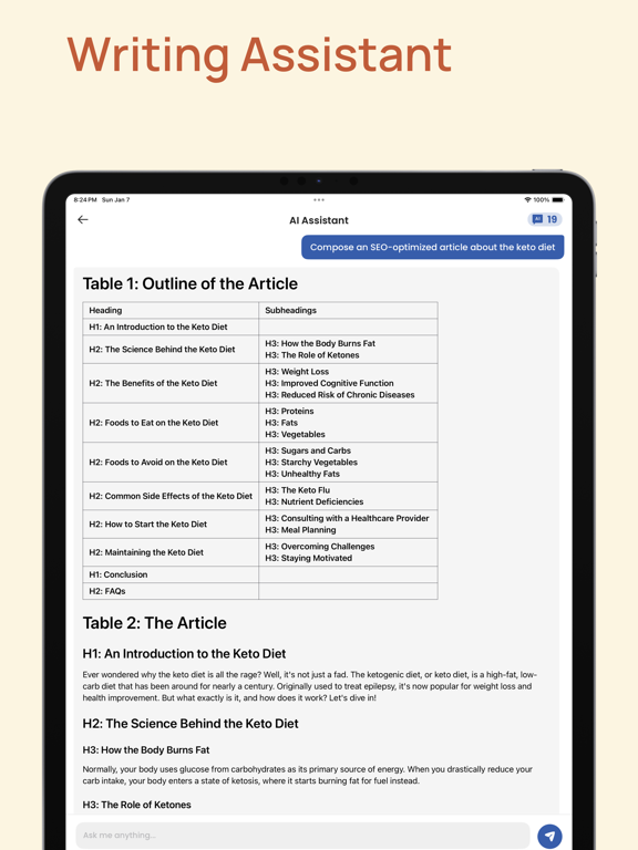 1AI: AI Chatbot & Writer iPad screenshot 1 - Productivity app
