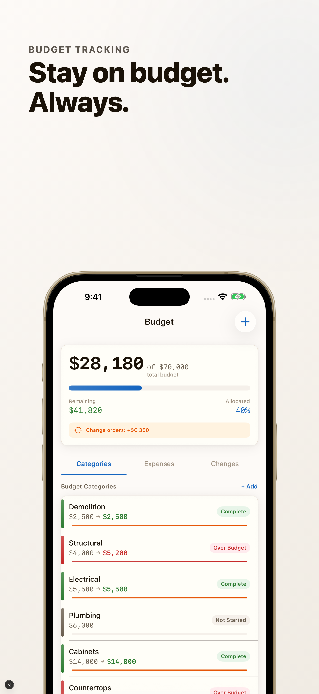 Renovation Budget - Scope screenshot 2