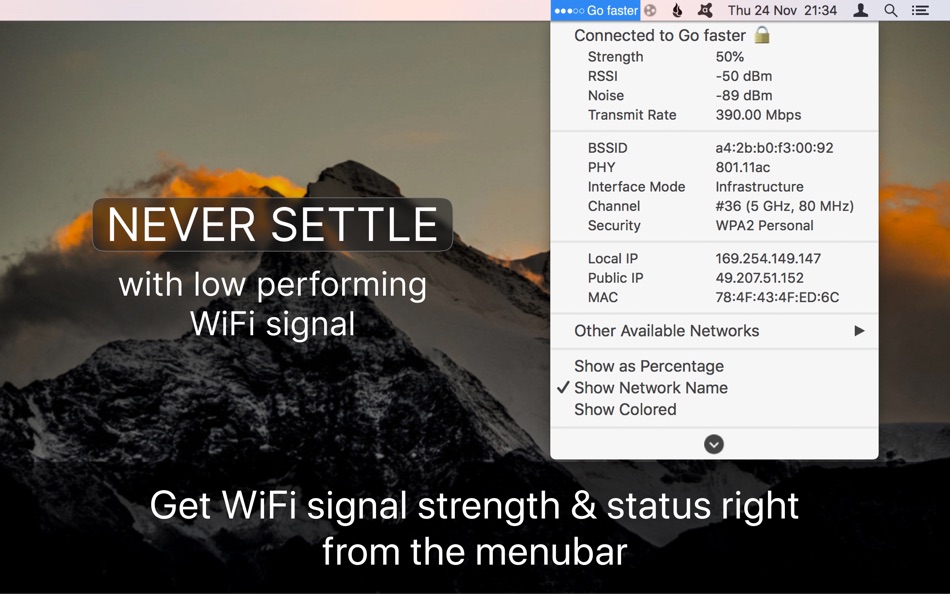 #1. WiFi Signal Strength: Wifiry (macOS) Podle: AppYogi Software