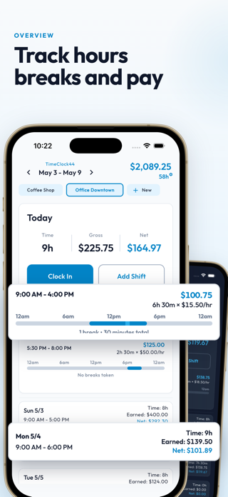 Hours Tracker - TimeClock44 Screenshot 1 of 10