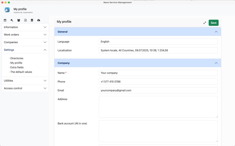 Nano Service Management screenshot