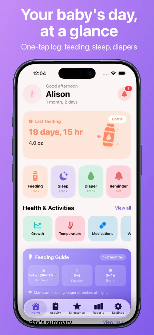 Screenshot #1 pour Newborn Diary: Baby Tracker