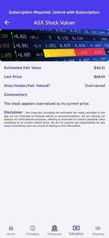 ASX Stock Valuer screenshot