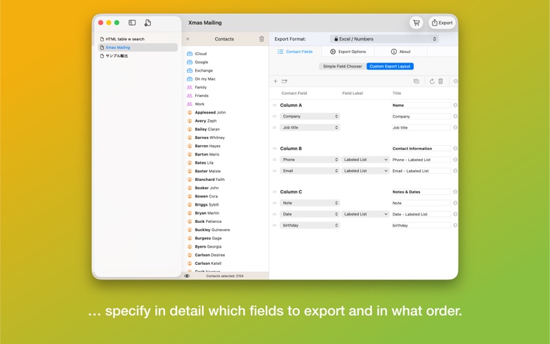 Exporter for Contacts 2 Screenshot