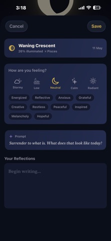 Luna Journal Moon Phases iPhone screenshot
