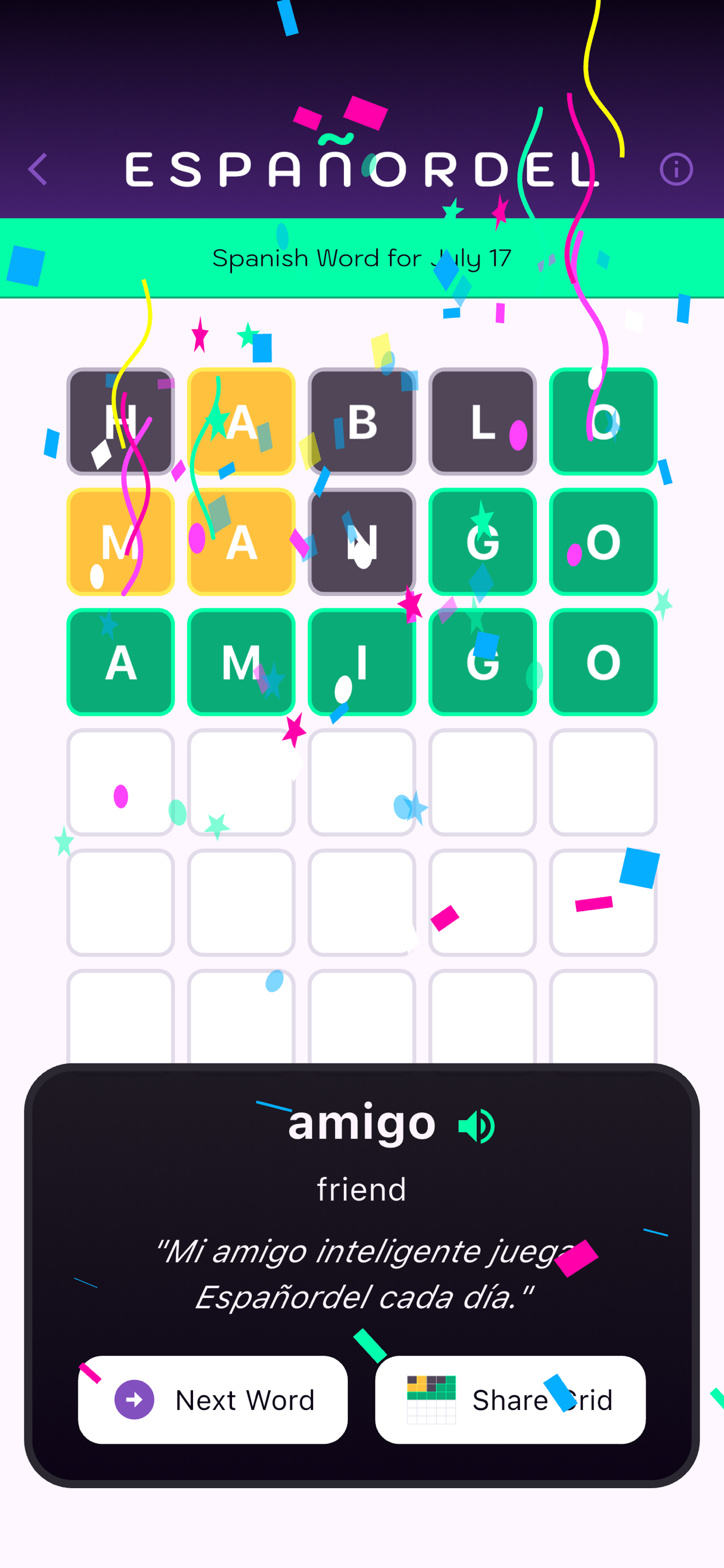 Españordel: Spanish Word Game screenshot 3