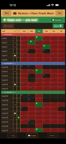 Mystery Clues Track Sheet screenshot