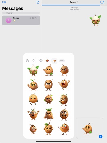 Nervous Coconut Stickers iPad screenshot