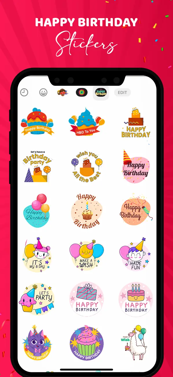 #3. Animated Birthday Stickers! (iOS) By: Deepak Jalwa