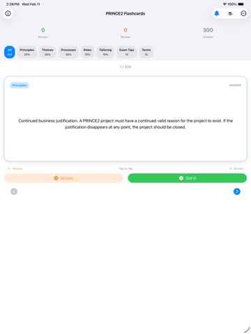 PRINCE2 Flashcards iPad screenshot