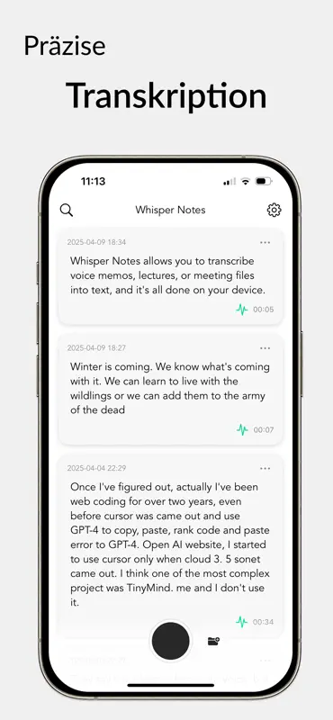 Whisper Notes: Sprache zu Text screenshot 1 of 4