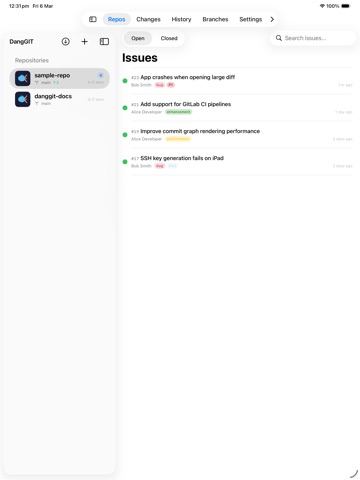 DangGIT iPad screenshot