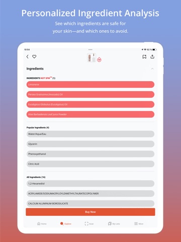 SkinSAFE: Ingredient Scanner iPad screenshot