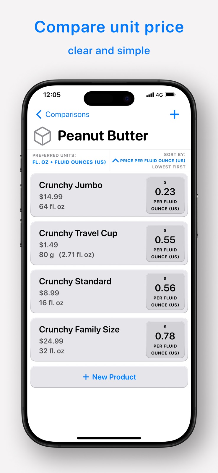 Comparator - Price Per Unit iphone screenshot 1