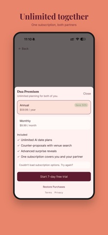 Dua: AI Date Planner Couples iPhone screenshot