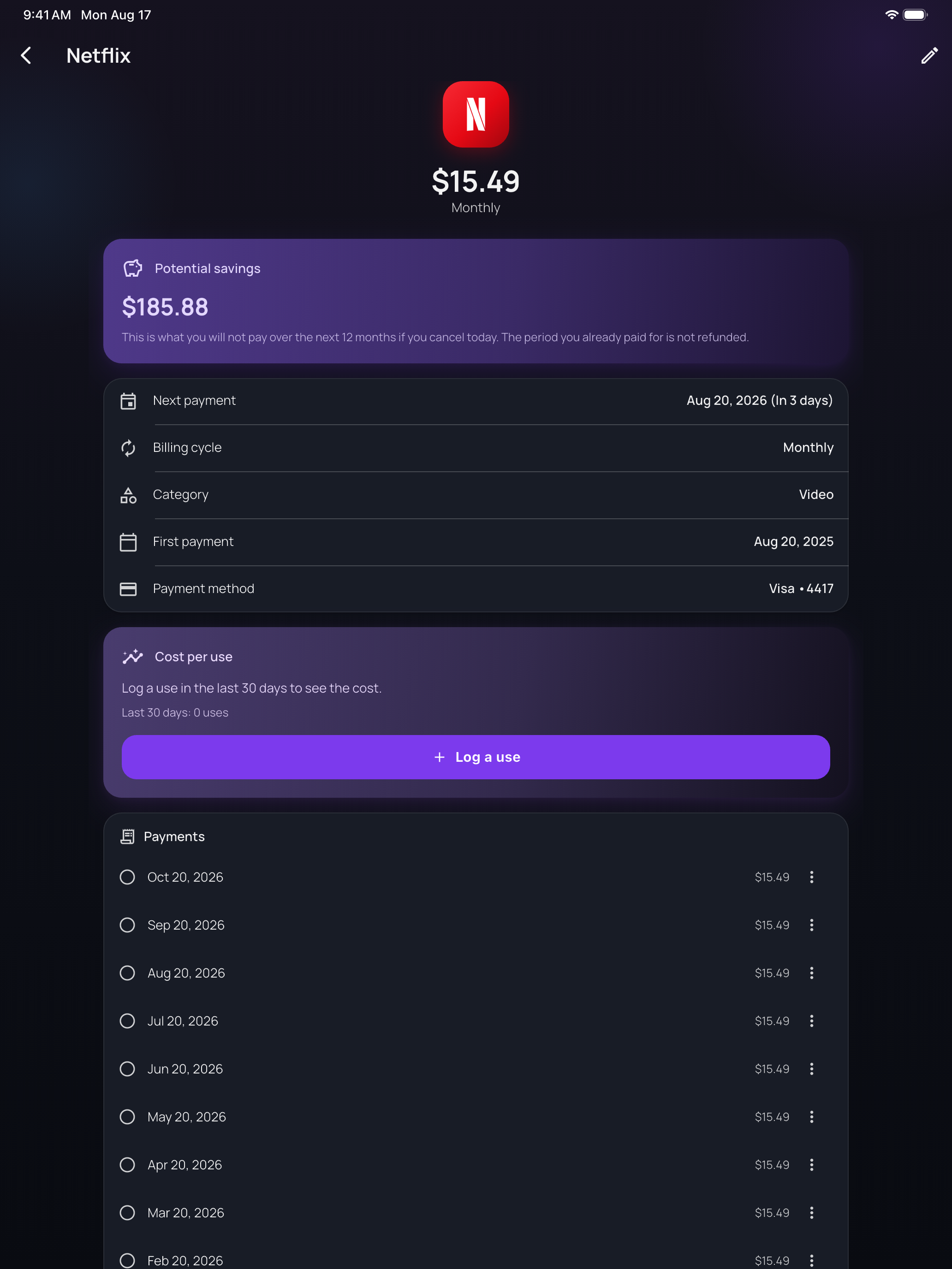 Eluna: Subscription Tracker screenshot 11