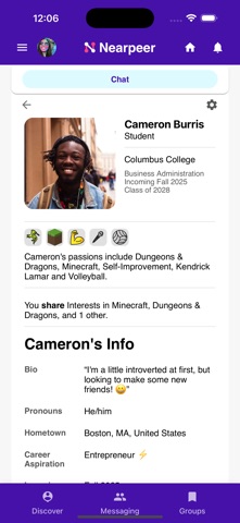Nearpeer for College app screenshot