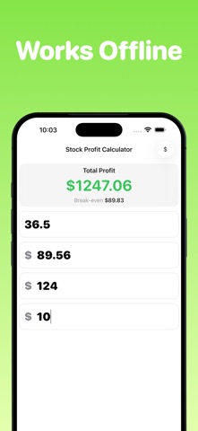Stock Profit Loss Calculator iPhone screenshot
