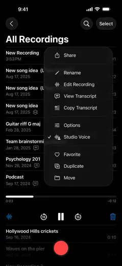 Voice Memos: Screenshot 3 von 6