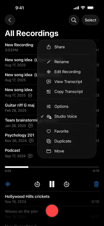 Voice Memos: Screenshot 3 von 6