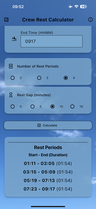 Crew Rest Calculator App Screenshot 10 of 10