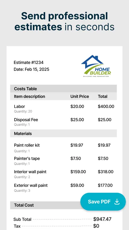 SimplyWise: Cost Estimator screenshot 7 of 9
